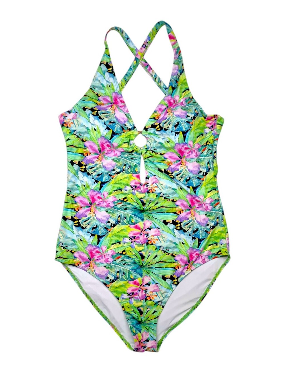 Catherine Malandrino Tropical Floral One-Piece Swimsuit XL